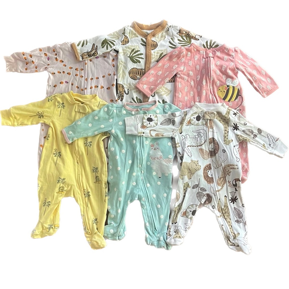 Carter’s bundle 0-3 mo baby girl footie pajamas sleepers